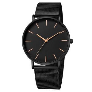 Montre fine minimaliste à bracelet en maille d'acier inoxydable, montre habillée pour femme et fille, montre à quartz simple dorée pour homme et femme, vente chaude - Product Image 2