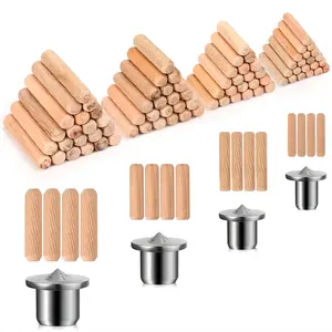TOOLON Factory Directly 36 pieces 3 Size Wooden Dowel with Center Point 6mm 8mm 10mm Beveled Ends for Furniture DIY Woodworking