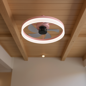 <b>LED</b> Ceiling Fan With <b>Light</b> Dimmable Modern Design Flush Mount Pink ABS 3 Blades DC Motor Remote <b>Control</b> Living Room - Product Image 2