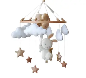 Neuzugang nordisch Babyshower Baby Kinderzimmer Dekor Filz Hase Kaninchen Ballon Kleinkind musikalisches hängendes pädagogisches Kinderbett mobiles Spielzeug