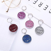 Pendentif de collier anti-évasion pour animaux de compagnie en alliage rond de 25 mm en forme de chat, couleur unie ou époxy scintillant, personnalisable avec des mots