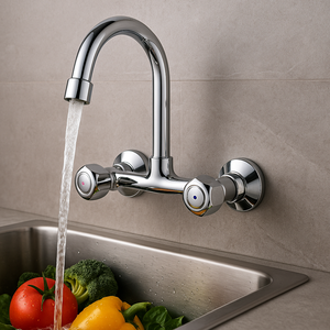 Hiện đại treo tường Brass vòi đôi-xử lý Vòi Nước Nhà Bếp điều khiển kép gốm nhúng nóng lạnh bên phun loại bán buôn - Product Image 6