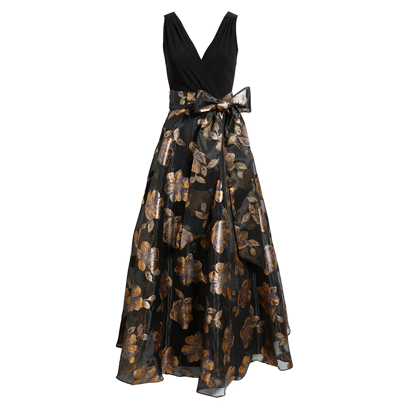 green emerald velvet dress Black Gold Cotton Knee Length Dress  Lindsey Brown