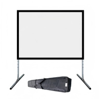 Écran de projection portable pliable rapide en PVC imperméable 100"120"150"16:9 avec support, projection frontale pour extérieur et intérieur