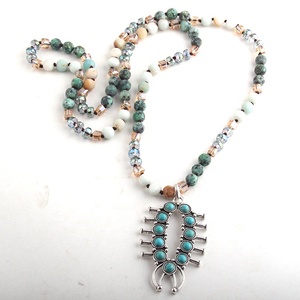 Gioielli Tribali, <span class=keywords><strong>Collana</strong></span> con Gemme Annodate da 8mm in <span class=keywords><strong>Amazzonite</strong></span>, <span class=keywords><strong>Collana</strong></span> con Cristalli e Perle a Forma di Libellula - Product Image 5