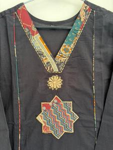 Ensemble Kurta pour femmes en coton, séchage rapide, été, design brodé patchwork, longueur normale, coupe classique, traditionnel indien pakistanais - Product Image 3