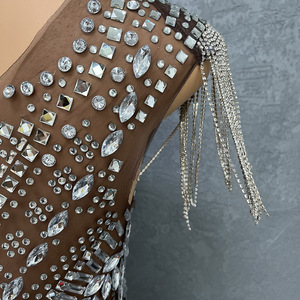 Robe <span class=keywords><strong>de</strong></span> soirée élégante pour <span class=keywords><strong>femme</strong></span>, en tissu extensible, ornée <span class=keywords><strong>de</strong></span> strass, translucide, sexy, <span class=keywords><strong>de</strong></span> haute qualité, collection <span class=keywords><strong>2022</strong></span> - Product Image 4