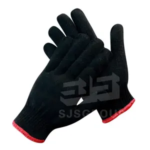 Factory Wholesale Safety Work Labor Durable Safety Glove Knitted Cotton Glove For Construction Cotton Gloves Black