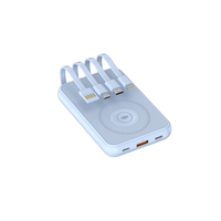 Batterie externe portable sans fil 10000 mAh en gros avec 4 câbles de charge intégrés, charge rapide PD, sorties multiples, logo personnalisé