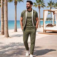 Nouvelle Collection : Ensemble Décontracté 3 Pièces pour Homme – Gilet Réversible, T-shirt en Coton Mercerisé, Pantalon en Coton, Nylon et Spandex – Vente en Gros