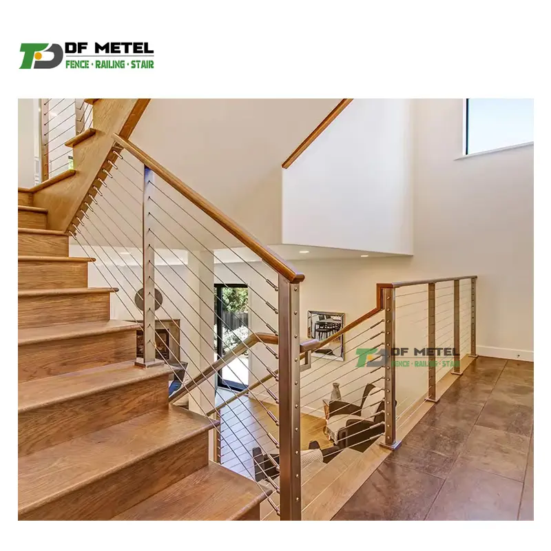 DF سعر جيد شرفة شرفة الفولاذ المقاوم للصدأ في الهواء الطلق الدرابزين stair تصميم أنظمة السكك الحديدية الدرابزين