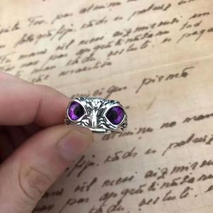 Anello Aperto Creativo a Forma di Occhio di Gufo, Colore Argento Antico Non Sbiadente, Unisex, Stile Hip-Hop, Gioiello da Mano Esagerato - Product Image 3