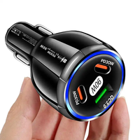 90w Charge Rapide 3 Ports Lumières Led Mini Chargeurs De Voiture Portables PD 30W Blanc Et Noir Chargeurs De Voiture Led Rapide