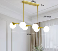 Luminaires d'îlot de lustre en or moderne, globes en verre de lait à 8 lumières, éclairage suspendu linéaire pour îlot de cuisine