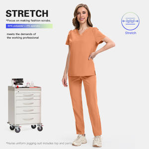 เครื่องแบบการพยาบาลชุด2ชิ้นแบบใหม่2025ชุดทรงหลวมกระชับคอวีสีบริสุทธิ์ชุดทำงานน้ำหนักเบาสำหรับฤดูร้อน - Product Image 2