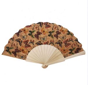 Abanicos de Corcho Natural Plegables con Diseño Pintado, Recuerdos de Boda, Artículos Promocionales para Fiestas, Regalos - Product Image 1