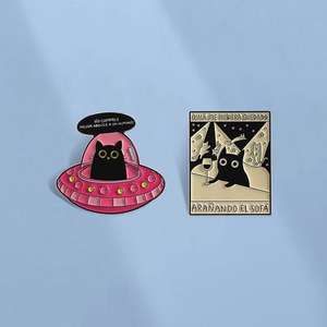 Ghim cài áo bằng hợp kim kẽm tráng men hình người ngoài hành tinh hài hước hoạt hình Tây Ban Nha, bắt cóc người, không mua, quà tặng trang sức dành cho trẻ em, bạn bè - Product Image 2