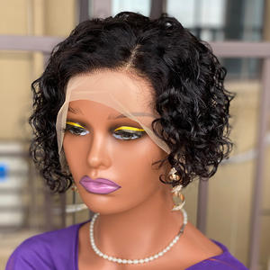 Pelucas de Cabello Humano Vietnamita con Corte Pixie Rizado, con Frente de Encaje 13x4, Tejidas a Mano, Descuento por Compra Mixta de Alta Calidad - Product Image 2