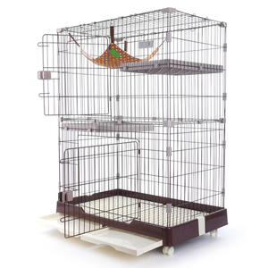 Vente en gros économique : Grande villa pour animaux de compagnie à 3 étages en fil métallique d'acier inoxydable, mobile sur roues - Product Image 1