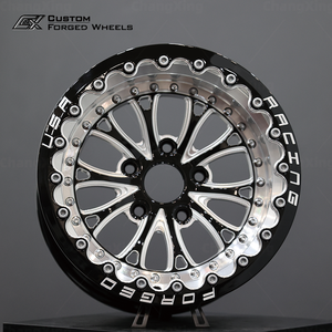 2-teilige geschmiedete Felgen hinten 5x114.3 5x127 Schwarz gefräst Tiefkonkav Custom Beadlock Drag <span class=keywords><strong>Wheels</strong></span> 15 17 Zoll für JEEP Trackhawk - Product Image 2