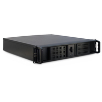 Casing Server Aluminium Alloy Kontrol Industri 2U Pintu Ganda 2 Drive Optik 4 Slot Hard Drive Bentuk ATX Mid Tower Kipas Stok