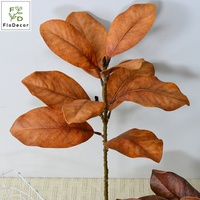 Vente en gros de branches de feuilles de magnolia artificielles de 55 cm, verdure en PVC souple, automne, fait main pour la décoration de mariage, de Noël, de table et de la maison