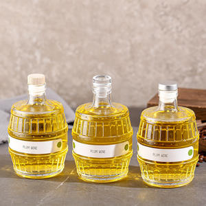 Bouteille en verre transparente en forme <span class=keywords><strong>de</strong></span> baril <span class=keywords><strong>de</strong></span> 500 ml <span class=keywords><strong>vide</strong></span> pour la vodka ou le whisky, avec bouchon en verre ou couvercle en bois, vente en gros - Product Image 3