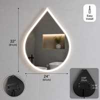 Miroir de Maquillage Intelligent Mural LED, Anti-Buée avec Interrupteur Tactile, Grossissement 3X, IP44 pour Salon et Maison