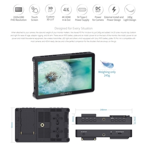 Moniteur de terrain pour appareil photo reflex numérique F5 Pro V4 avec écran tactile de 6 pouces, LUT 3D, entrée/sortie HDMI 4K et bras inclinable - Product Image 2