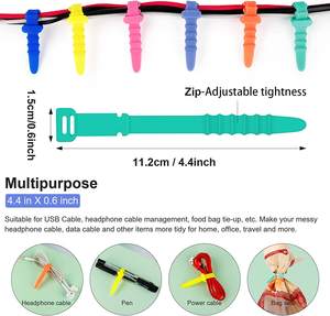 シリコーンケーブルタイ20個新しいボタンシリコンケーブルタイ収納用小型ホームマネジメント - Product Image 5