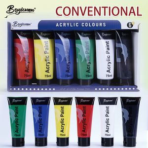 Ensemble de peintures acryliques 12 couleurs 75 ml pour débutants – Idéal pour verre, toile et papier – Peintures pigmentées et fournitures d'art mural - Product Image 6