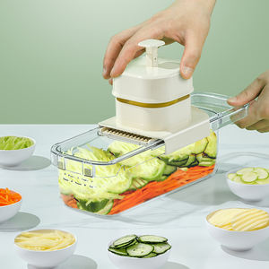 <span class=keywords><strong>Mandoline</strong></span> à légumes best-seller avec récipient transparent, fonctionnement par pression, coupe les légumes uniformément, idéale pour le comptoir de cuisine - Product Image 2