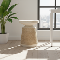 Table basse ronde moderne en béton MgO noir mat, surface cannelée, pour intérieur/extérieur, mobilier de maison, salon, bar