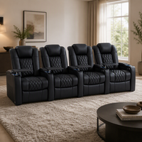 Ensemble de canapés inclinables électriques extensibles en cuir véritable 4 places, canapé moderne pour home cinéma avec mousse à mémoire de forme pour salon