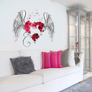 Autocollant mural en forme de plume de cœur SK9089, 60x90cm, romantique, en PVC imperméable, décoration de la maison, art mural pour fond de mariage - Product Image 4