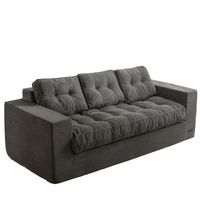 MAXYOYO Sofá Seccional Modular de 3 Plazas, Diseño Moderno, Tapizado en Tela Tufted sin Brazos, Respaldo Suelto de Esponja, Color Oscuro