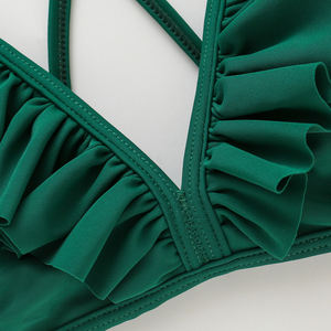 Maillot de bain deux pièces pour jeunes filles, amusant, pour le sable, la plage, Micro, à volants, rembourrage, feuilles amovibles, Bikini, pour enfants - Product Image 4