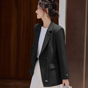 Women's Blazer Off White Solid Color Polyester Breathable Loose Fit Chinese Style Spring Autumn 2025 - Product Image 2