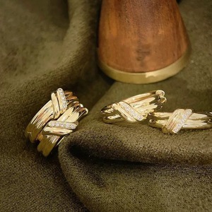 <b>Cuff</b> <b>Earrings</b> Geometric Gold Micro Insert Diamond Pattern Everyday Wear - Product Image 3