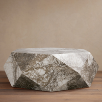 Table basse en marbre veiné naturel Dream Home, table à cocktail octogonale en pierre taillée diamant, décoration intérieure moderne