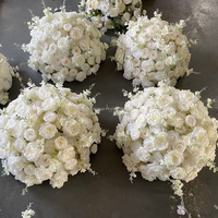 EG-FB-WH02 Vente chaude Boule de fleurs artificielles blanches en soie, rose et hortensia, pour décoration de centre de table de mariage