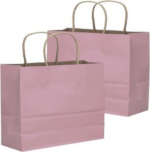 Sac en papier kraft rose grand format, durable et recyclable pour l'expédition de vêtements en gros - Product Image 1