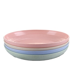 Amazon hot selling wheat straw plates cheap weight plate dishes plates set plastic dish