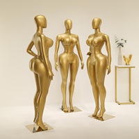 Mannequin de luxe doré pour femme, corps entier, courbes BBL, taille fine, hanches larges, mannequins grande taille