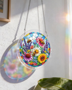 Atrapasueños de Acrílico con Diseño de Abeja y Flores, Decoración Bohemia para Ventana con Temática de Naturaleza - Product Image 6