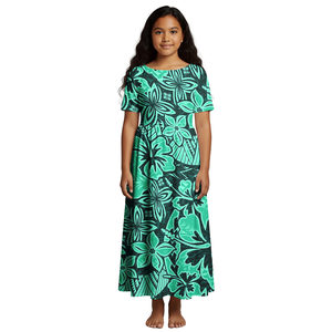 Vestido Infantil con Diseño Floral Hawaiano Estampado Personalizado, Vestido de <span class=keywords><strong>Fiesta</strong></span> de Manga Corta para Niñas, Venta al Por Mayor OEM - Product Image 2