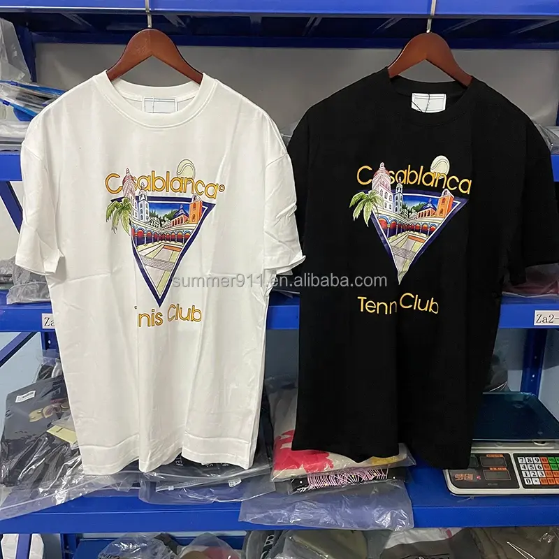 Wholesale High quality CASA Streetwear Men T-shirts Colored Print Short Sleeve BLANCA Top Tees Cotton Men Women Tshirt Clothing