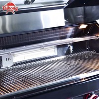 Barbecue à gaz encastrable en acier inoxydable noir, 6 brûleurs, cuisinière de cuisine extérieure avec couvercle en verre