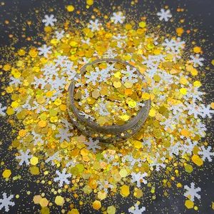 Mélange de paillettes d'or en vrac écologique pour décorations de fête de Noël étincelantes et artisanat d'art