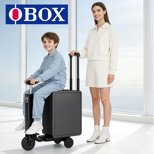 OBOX Battery-Powered Motorized Aluminum Alloy Spinner Luggage Hard Shell Lightweight Portable Durable Waterproof Travel Suitcase